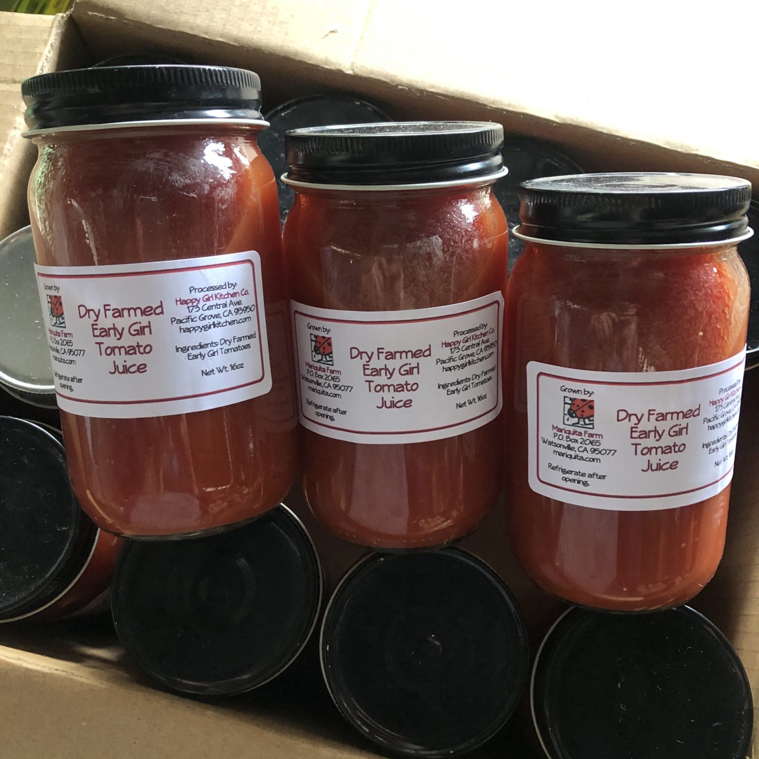 A Case of Dry Farmed Early Girl Tomato Juice (12 x 16oz Jars) Tomato